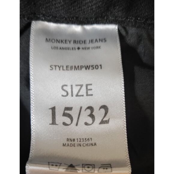 Monkey Ride Jeans Size Juniors Size 15/32 Ankle Straight Mid Rise Black Denim - Picture 10 of 16